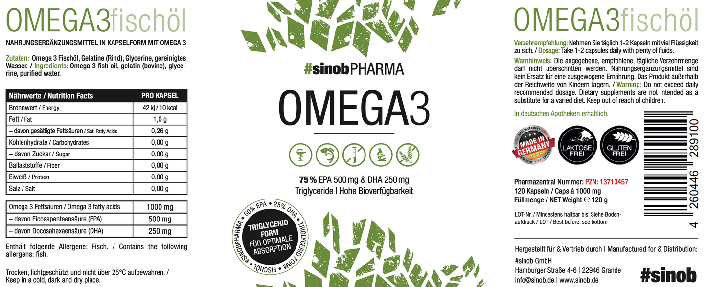 Sinob Omega-3 max 75% 120 liquid Caps